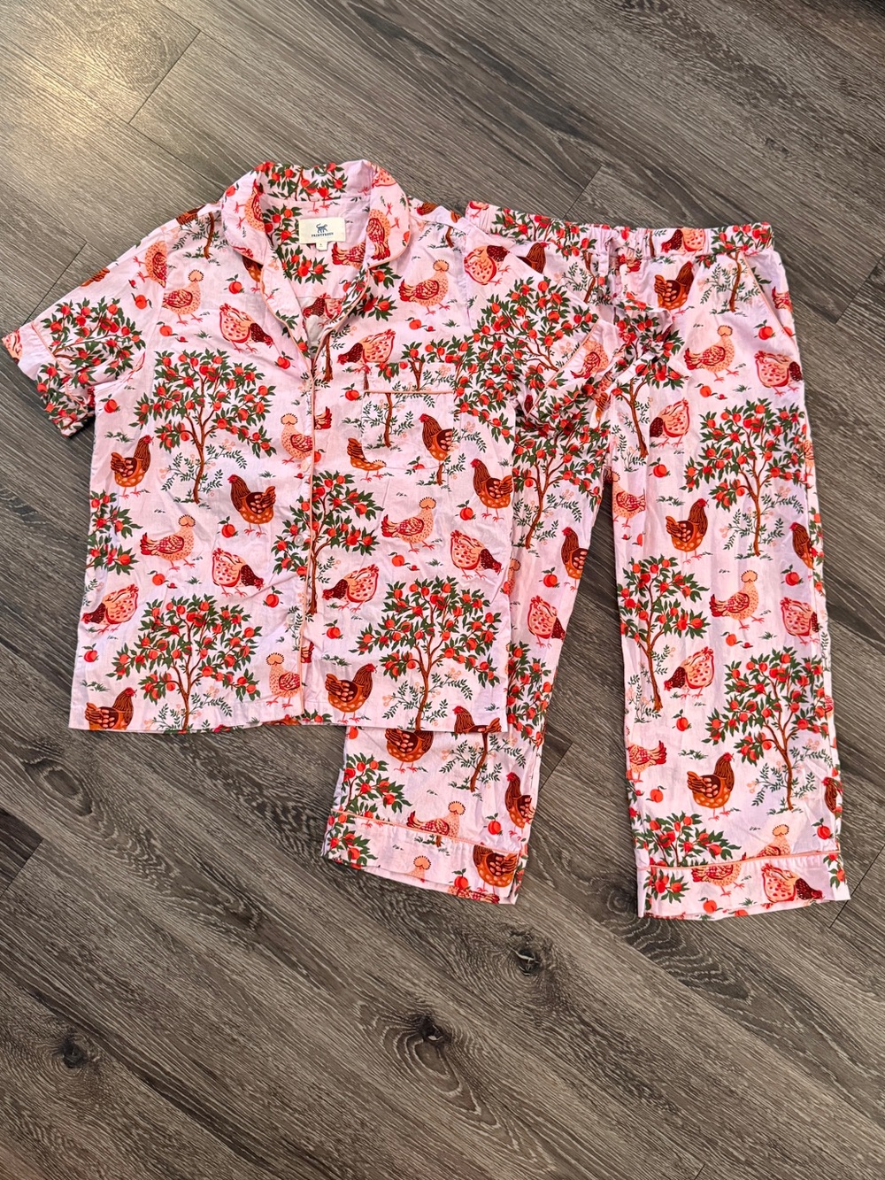 Printfresh Short Sleeve Top & Cropped Pants Set in Hen House